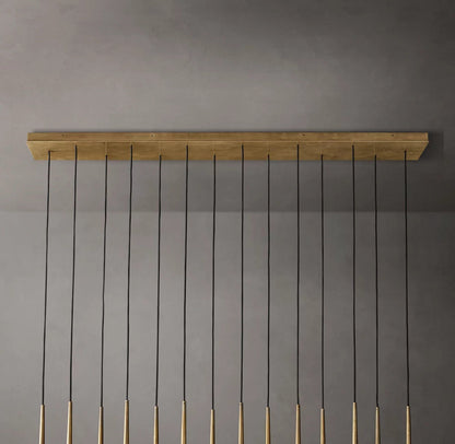 Suspended Brass Column LED Chandelier