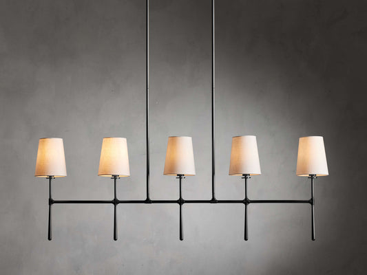Tapered Linen Torch Island Chandelier
