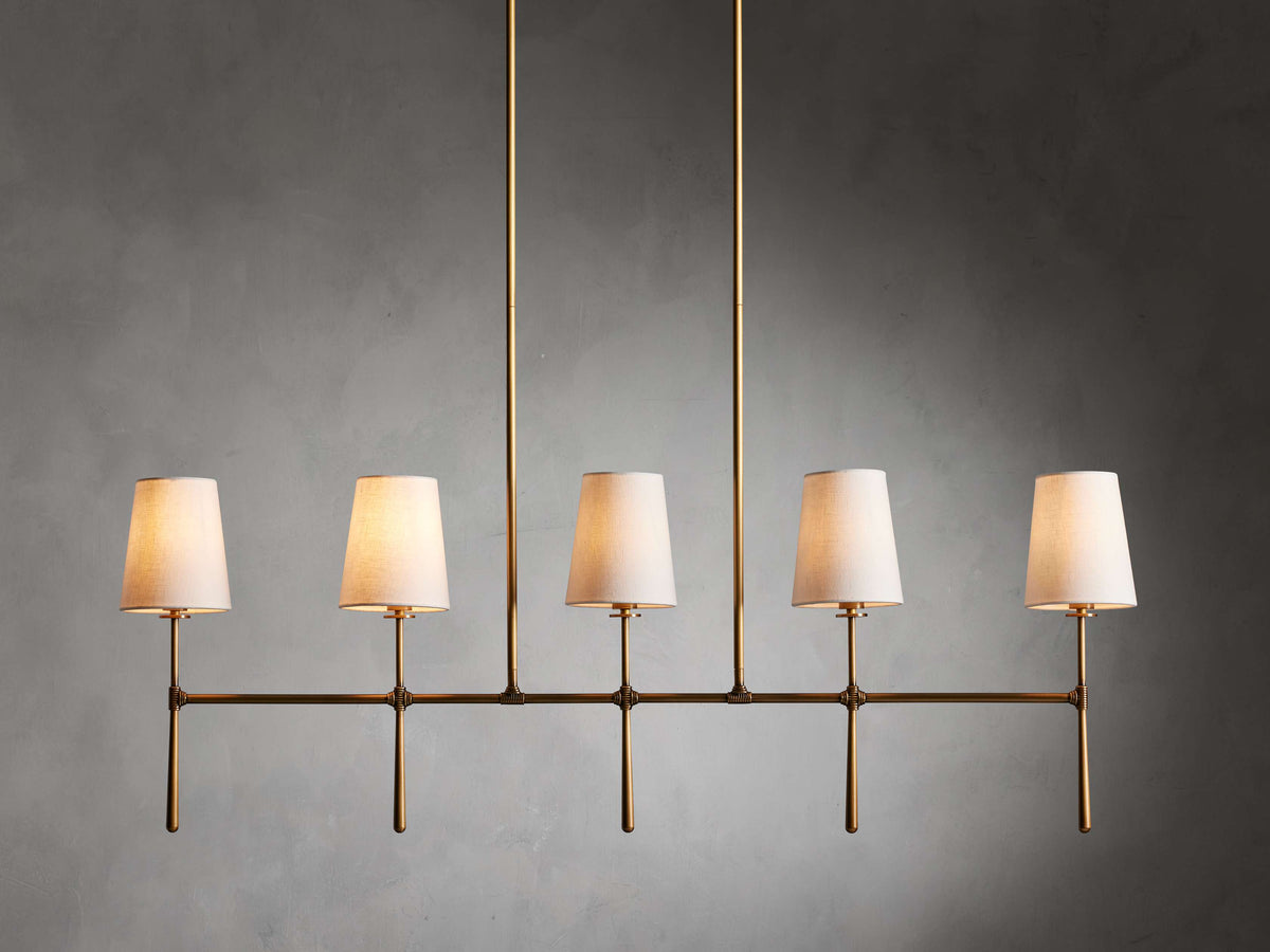 Tapered Linen Torch Island Chandelier