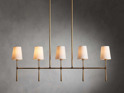 Tapered Linen Torch Island Chandelier