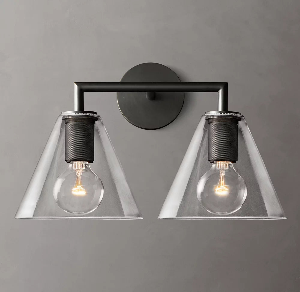 Twin Funnel Glass Vanity Sconce