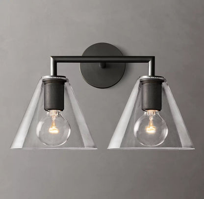 Twin Funnel Glass Vanity Sconce