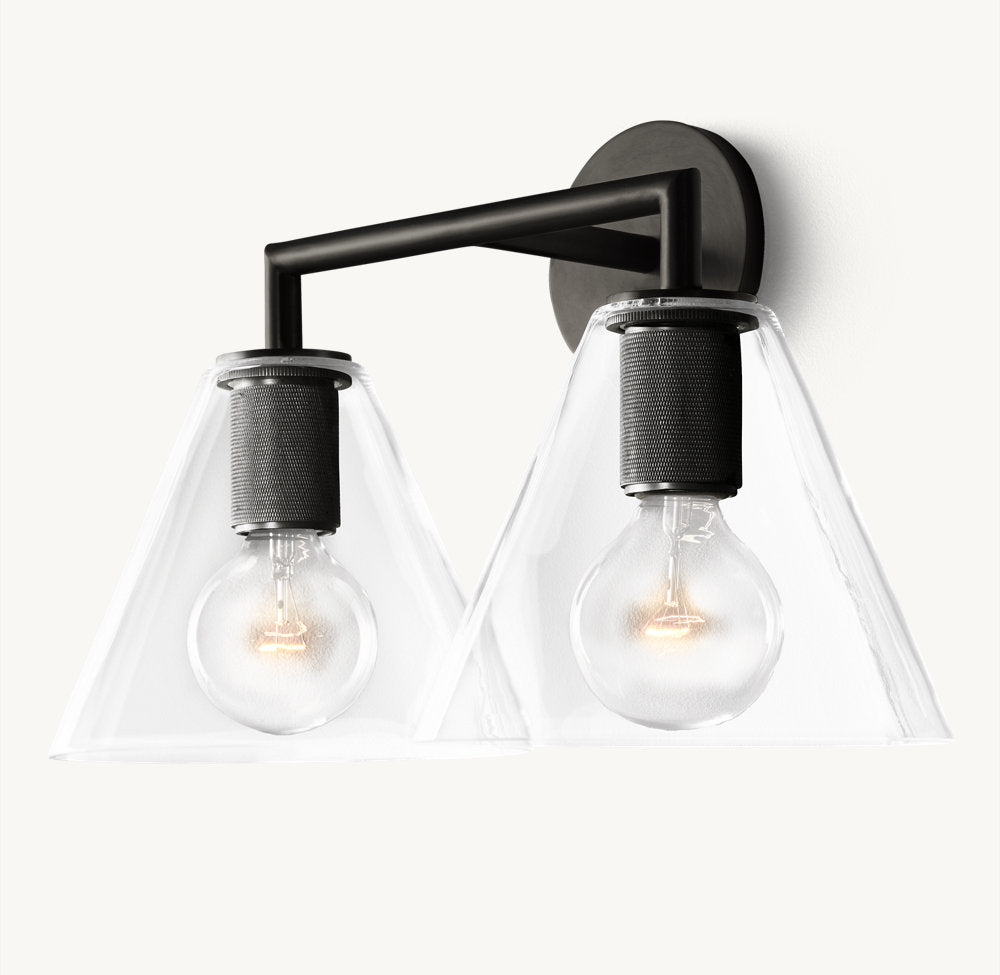 Twin Funnel Glass Vanity Sconce