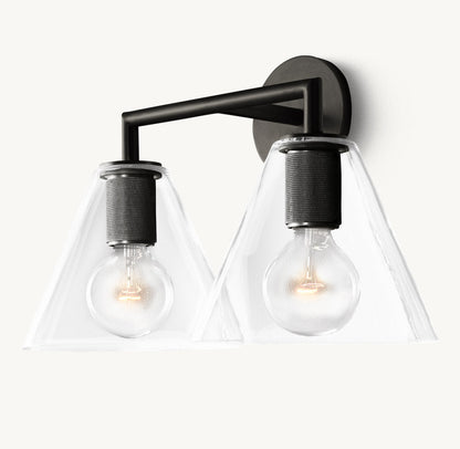 Twin Funnel Glass Vanity Sconce