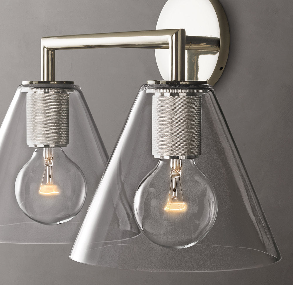 Twin Funnel Glass Vanity Sconce