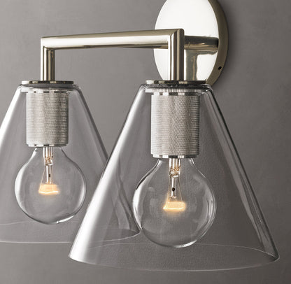 Twin Funnel Glass Vanity Sconce