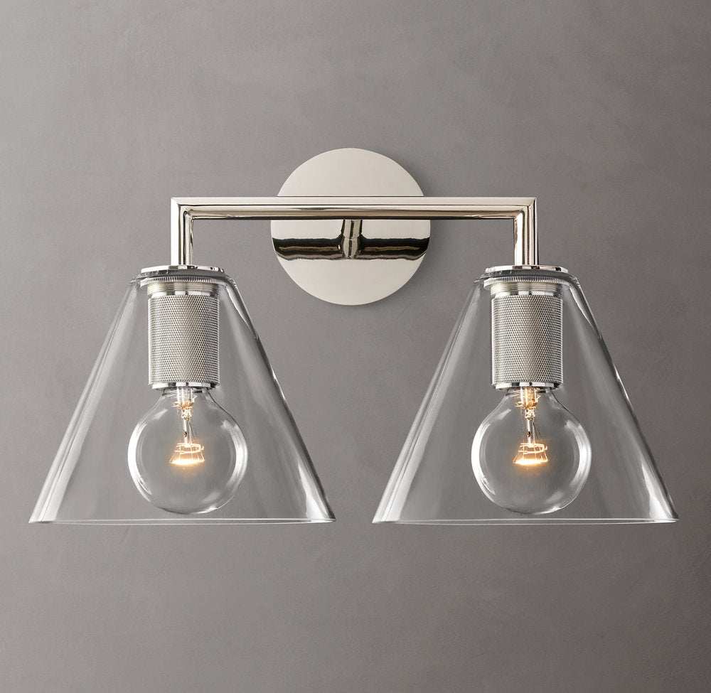 Twin Funnel Glass Vanity Sconce