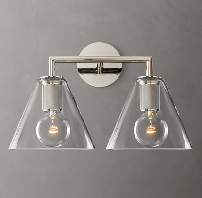 Twin Funnel Glass Vanity Sconce