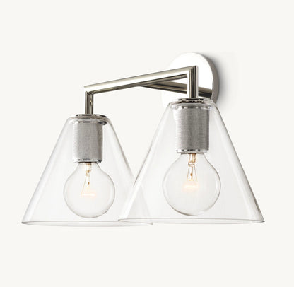 Twin Funnel Glass Vanity Sconce