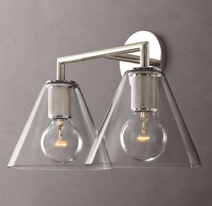 Twin Funnel Glass Vanity Sconce