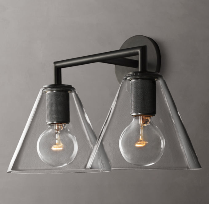 Twin Funnel Glass Vanity Sconce