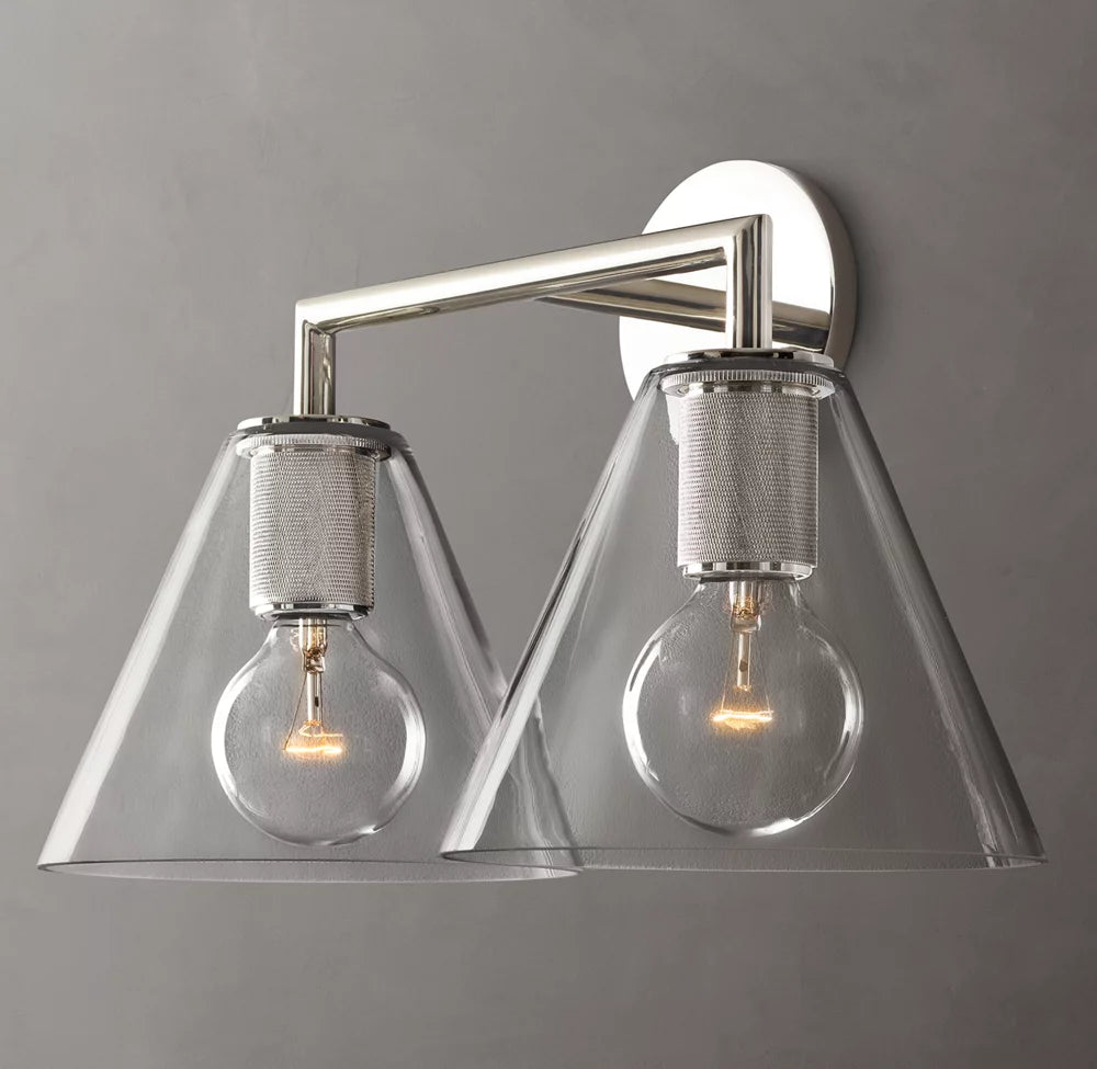 Twin Funnel Glass Vanity Sconce