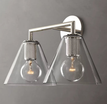 Twin Funnel Glass Vanity Sconce