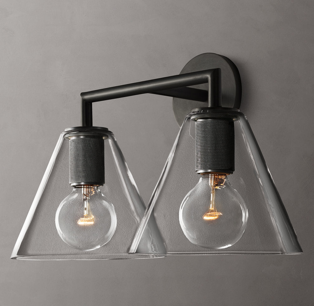 Twin Funnel Glass Vanity Sconce
