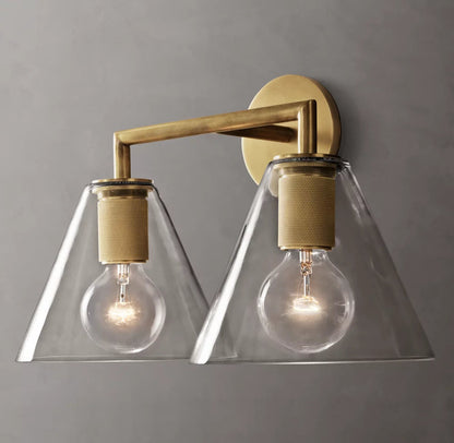 Twin Funnel Glass Vanity Sconce