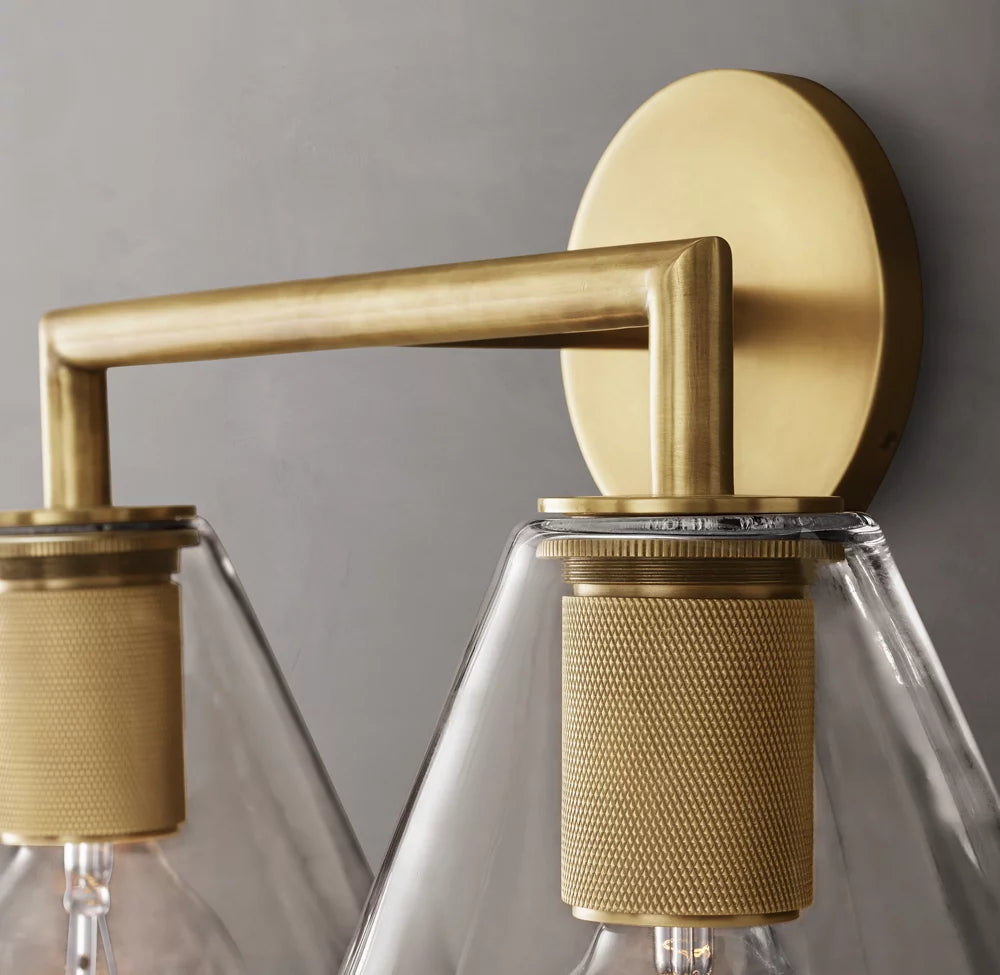 Twin Funnel Glass Vanity Sconce