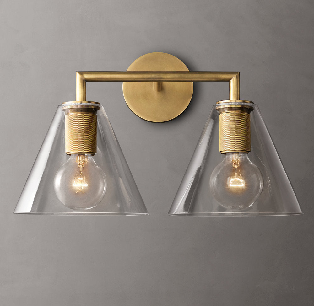 Twin Funnel Glass Vanity Sconce