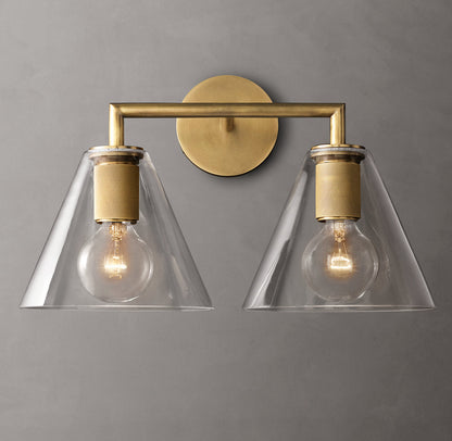 Twin Funnel Glass Vanity Sconce