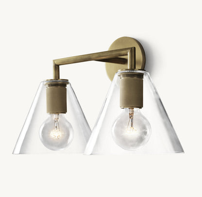 Twin Funnel Glass Vanity Sconce