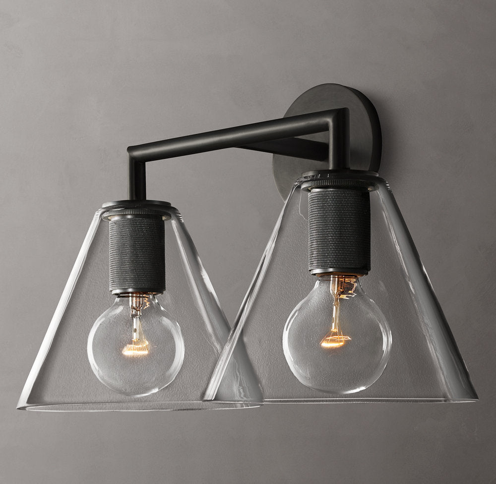 Twin Funnel Glass Vanity Sconce