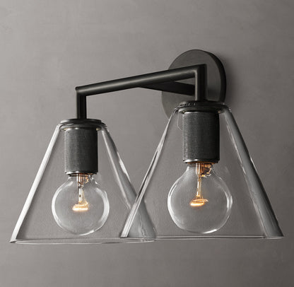 Twin Funnel Glass Vanity Sconce