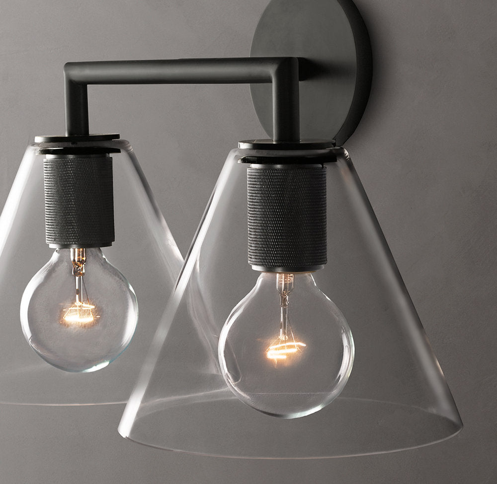 Twin Funnel Glass Vanity Sconce