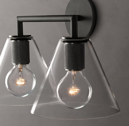 Twin Funnel Glass Vanity Sconce