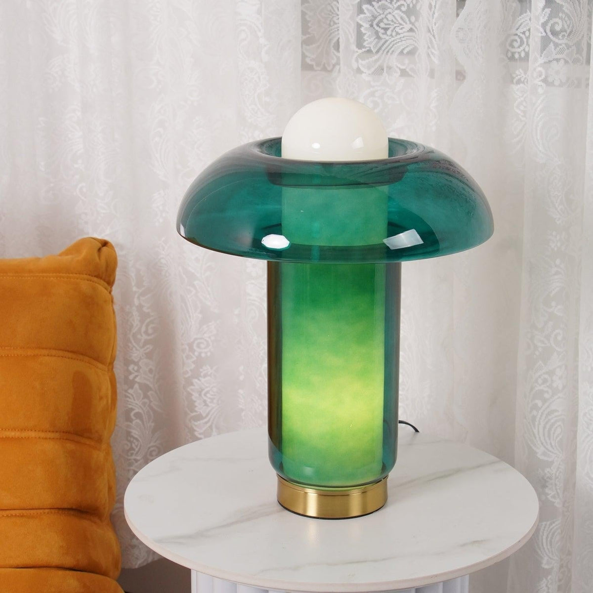 Verdant Glow Mushroom Table Lamp
